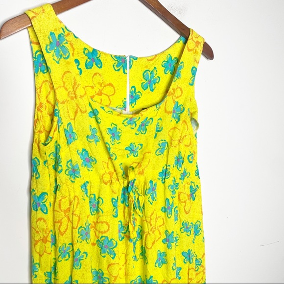 Vintage 90's Big Hed Designs Yellow Floral sleeveless Maxi Dress Size Large - Picture 3 of 5